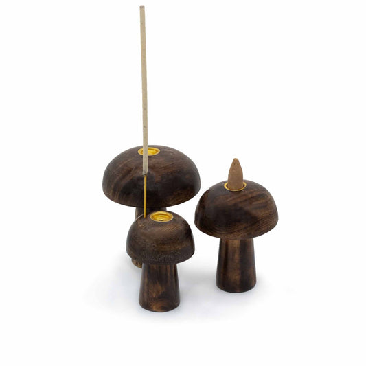 Set of 3 Incense Cone Mushrooms (10cm, 9cm, 8cm) - Luna Panther alternate view
