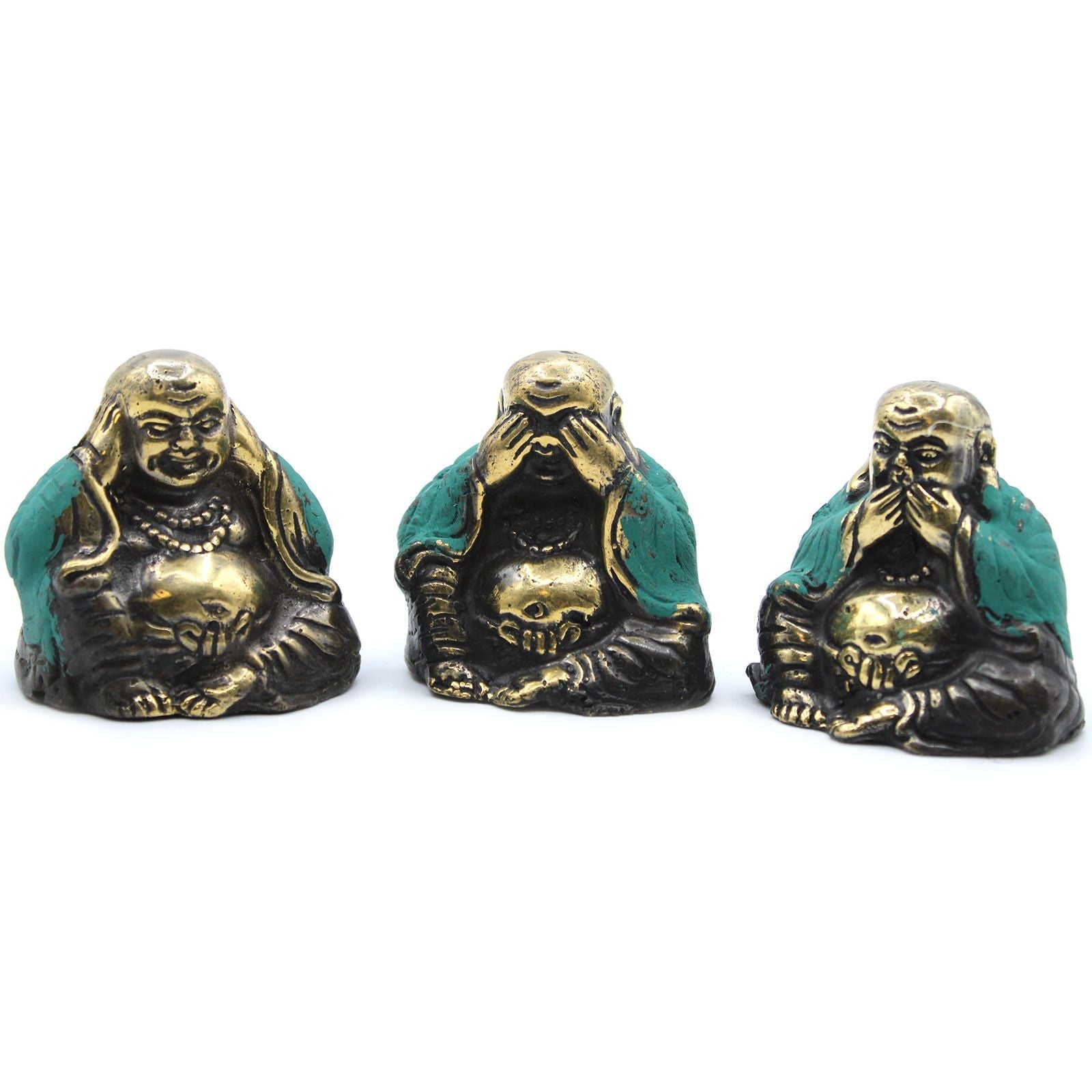 Set of 3 - See No Evil etc - Buddha - Luna Panther