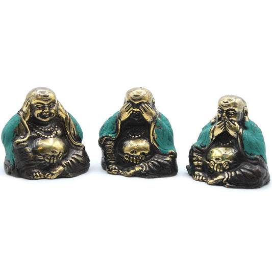 Set of 3 - See No Evil etc - Buddha - Luna Panther