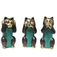 Set of 3 - See No, Hear No, Speak No Evil - Brass Cats - Luna Panther