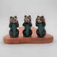Set of 3 - See No, Hear No, Speak No Evil - Brass Cats - Luna Panther