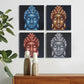 Set of 4 Buddha Heads Sand Detail 40x40cm - Luna Panther