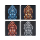 Set of 4 Buddha Heads Sand Detail 40x40cm - Luna Panther