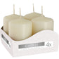 Set of 4 Pillar Candles 40x60mm - Ivory - Luna Panther
