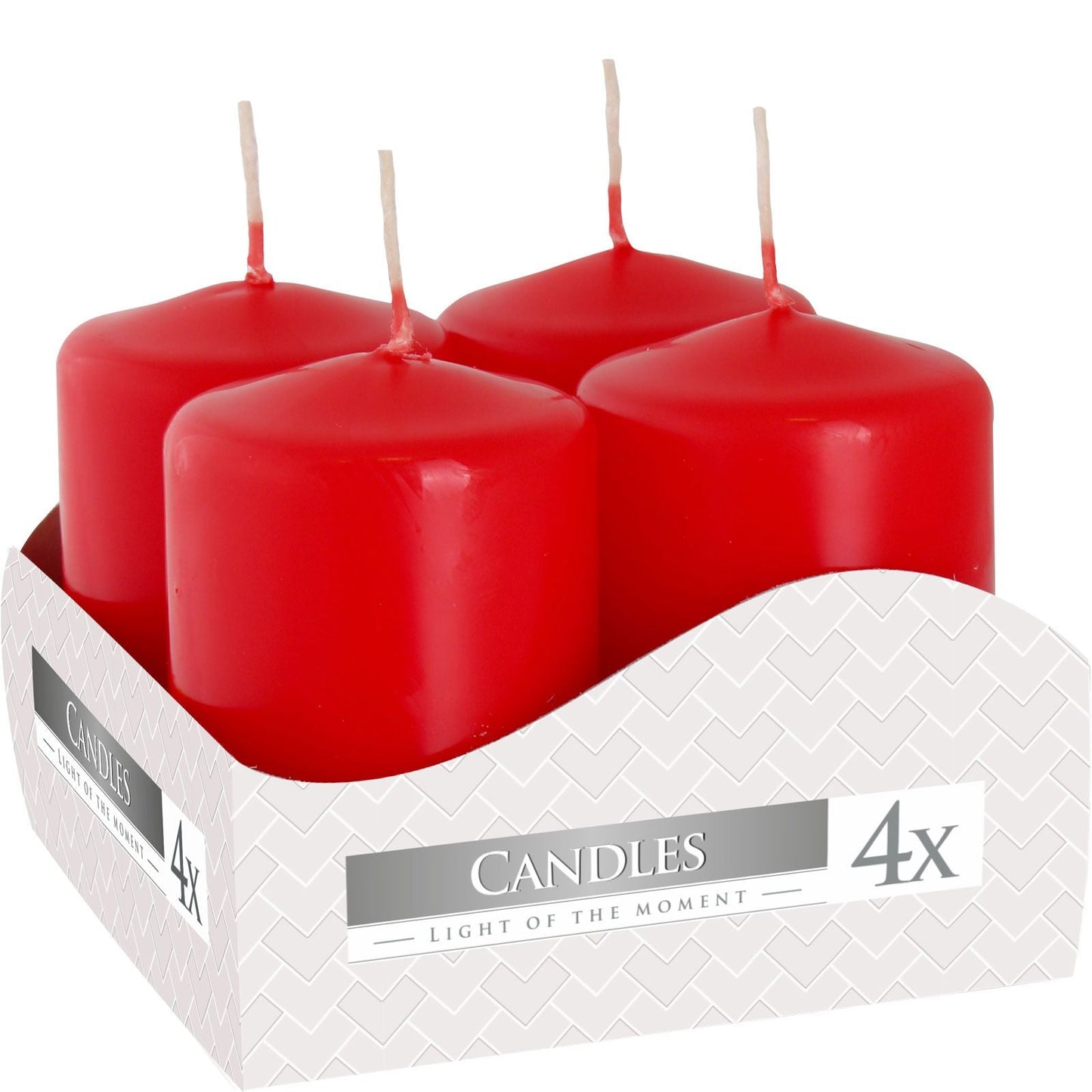 Set of 4 Pillar Candles 40x60mm - Red - Luna Panther