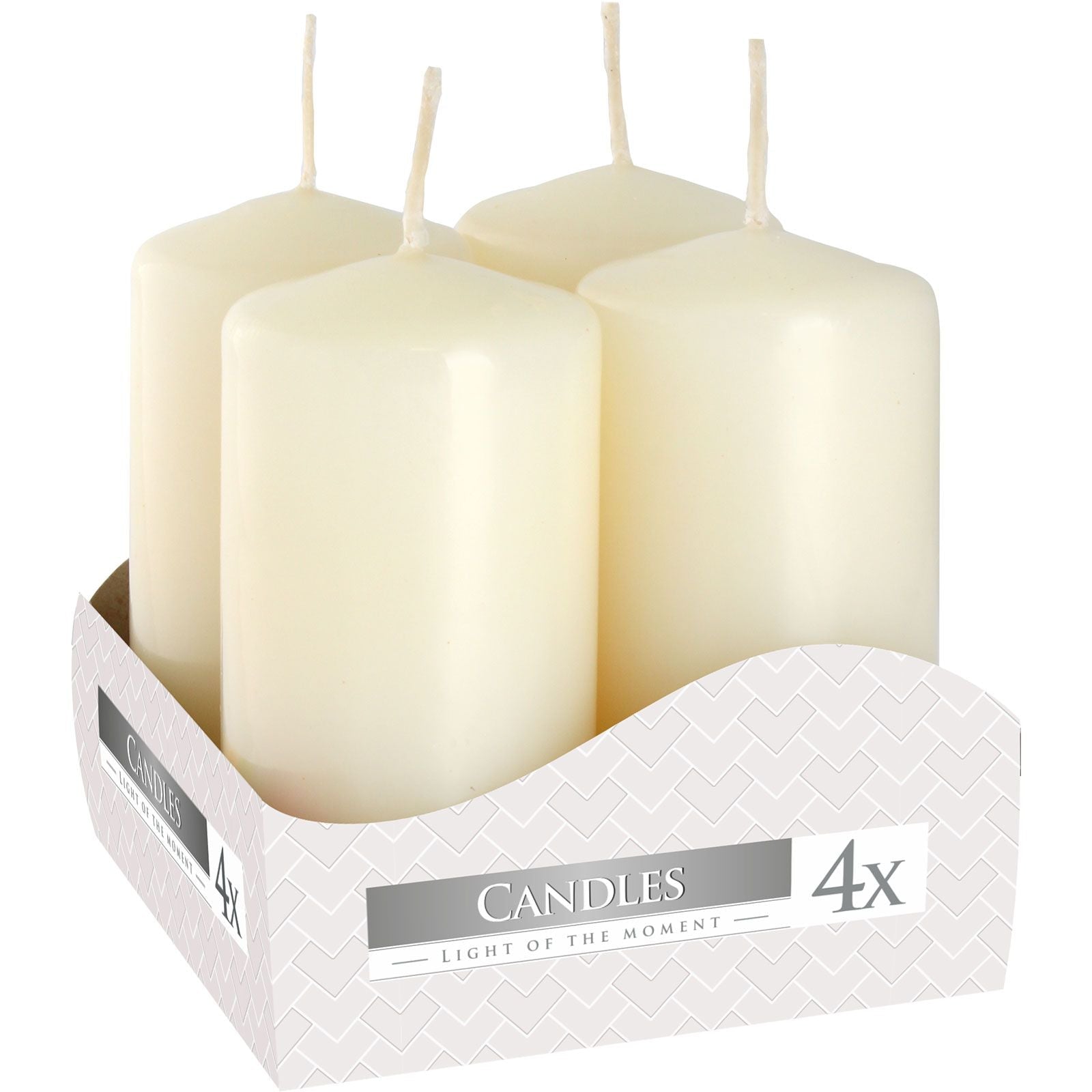 Set of 4 Pillar Candles 40x80mm - Ivory - Luna Panther