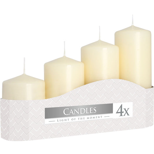 Set of 4 Pillar Candles 50mm (11/16/22/33H) - Ivory - Luna Panther