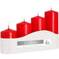 Set of 4 Pillar Candles 50mm (11/16/22/33H) - Red - Luna Panther