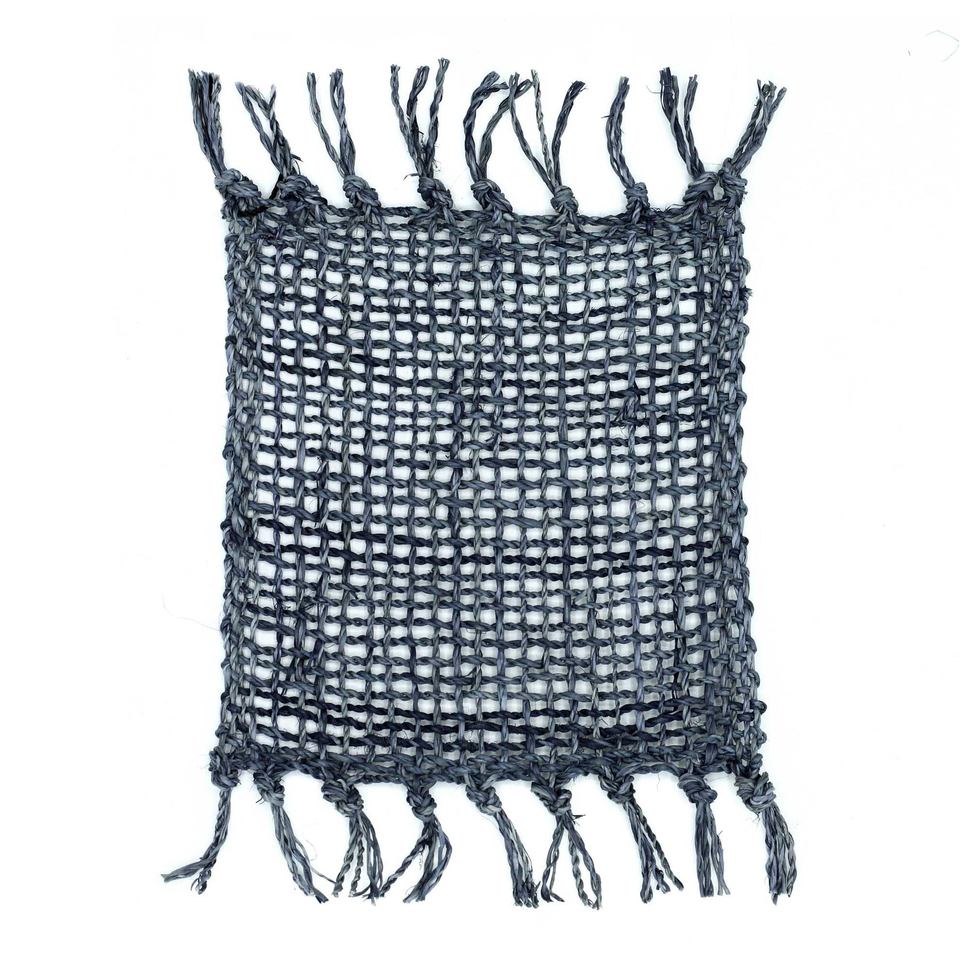Set of 4 Seagrass Fringe Natural Coasters - Charcoal - Luna Panther