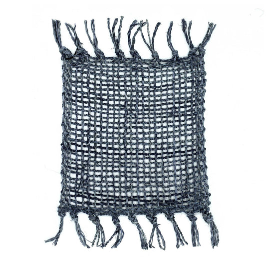 Set of 4 Seagrass Fringe Natural Coasters - Charcoal - Luna Panther alternate view
