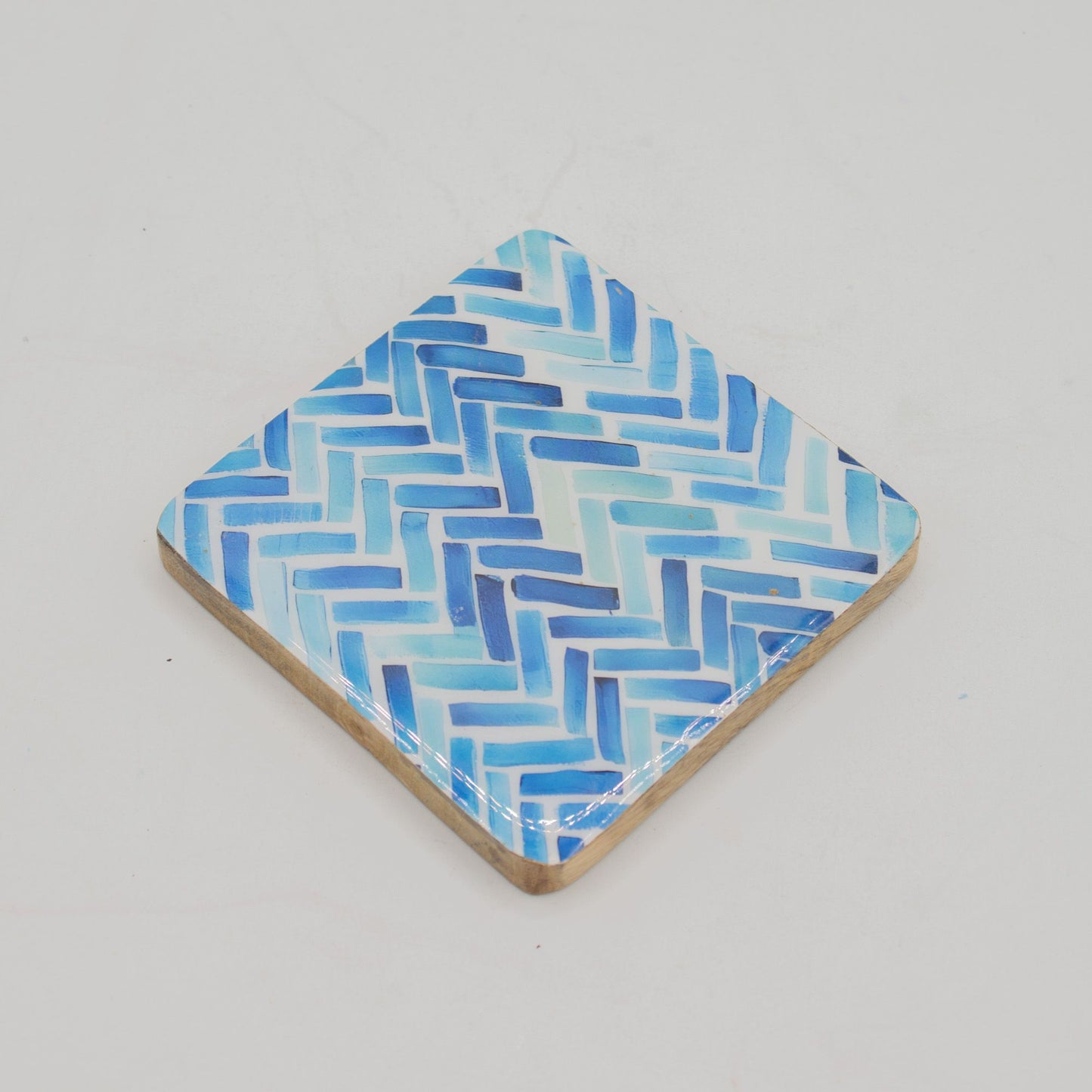 Set of 4 Square Coasters - Blue Stripes - Luna Panther