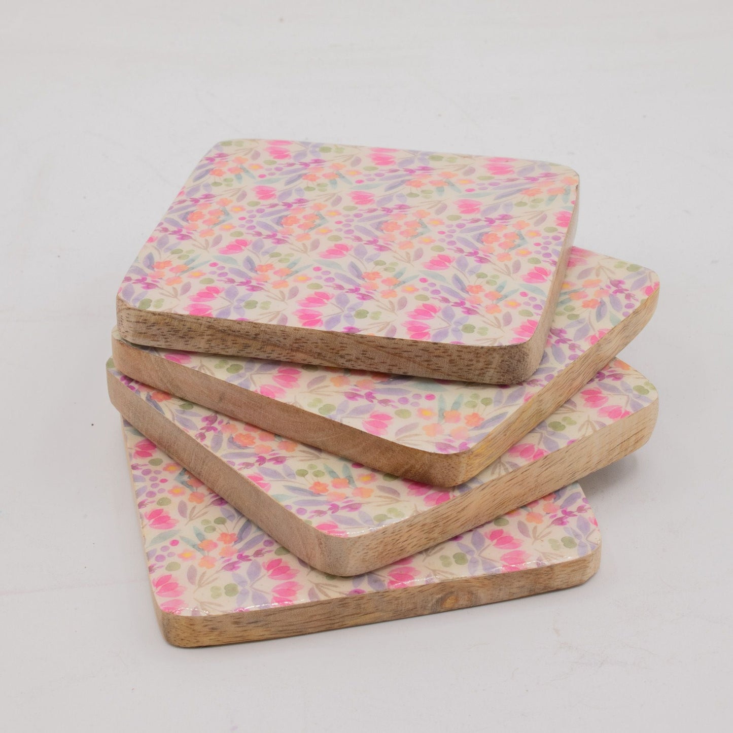 Set of 4 Square Coasters - Pretty Floral - Luna Panther