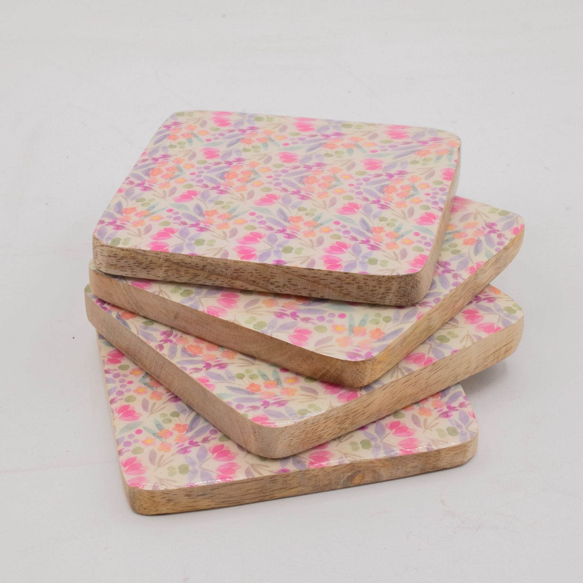Set of 4 Square Coasters - Pretty Floral - Luna Panther