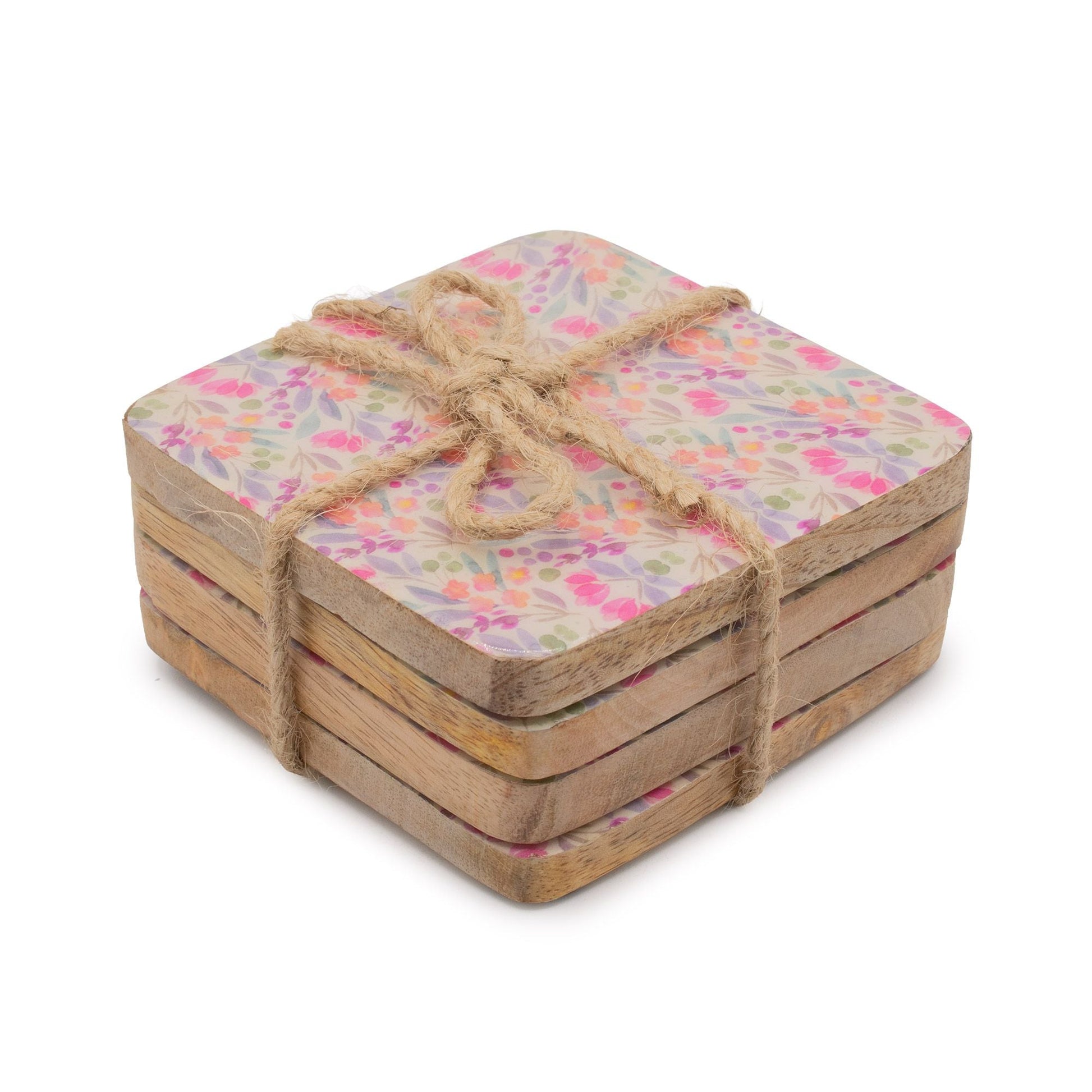 Set of 4 Square Coasters - Pretty Floral - Luna Panther
