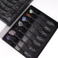 Set of 7 Dark Silver Gemstone Crystal Witch Spoons - Luna Panther