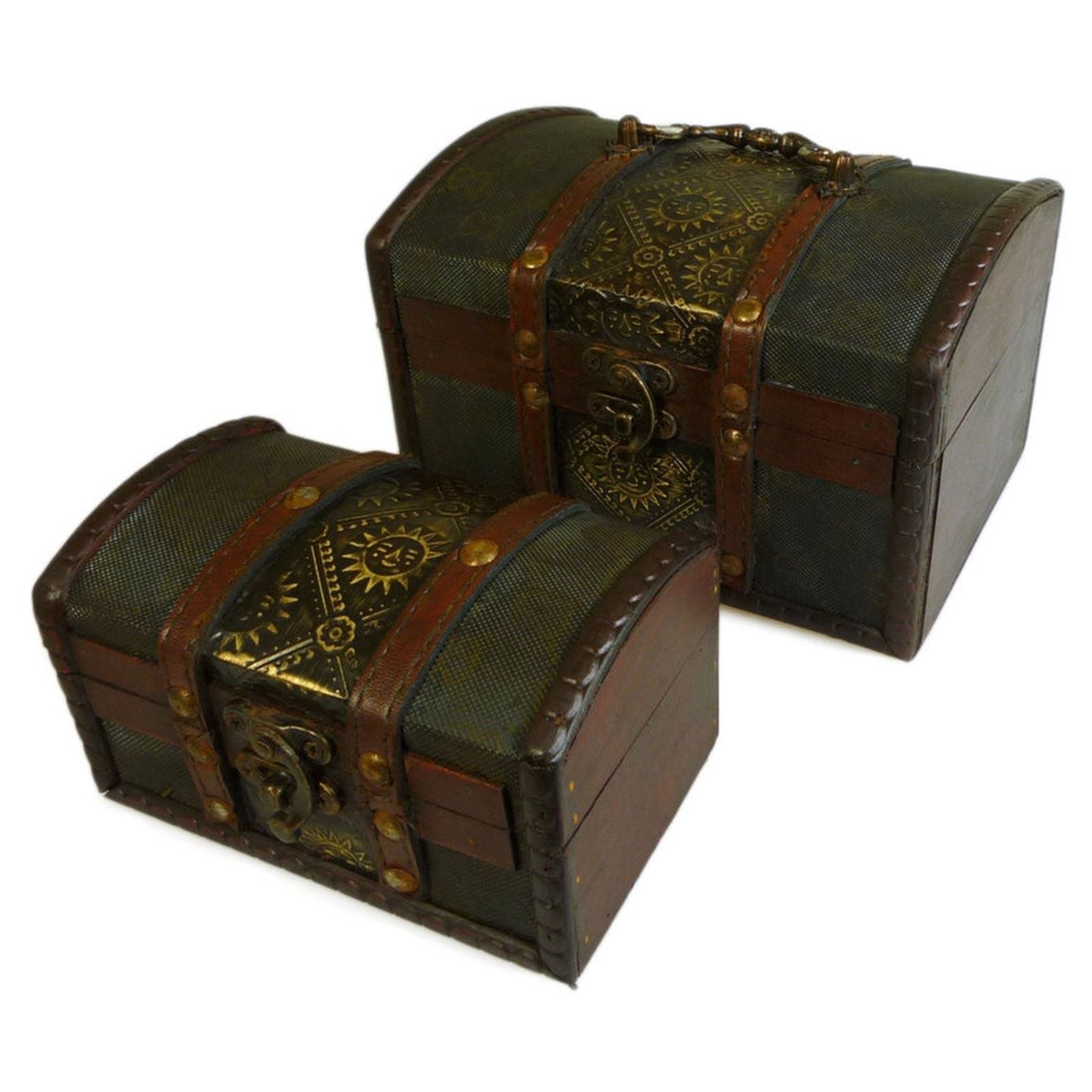 Sets of 2 Colonial Boxes - Metal Embossed - Luna Panther