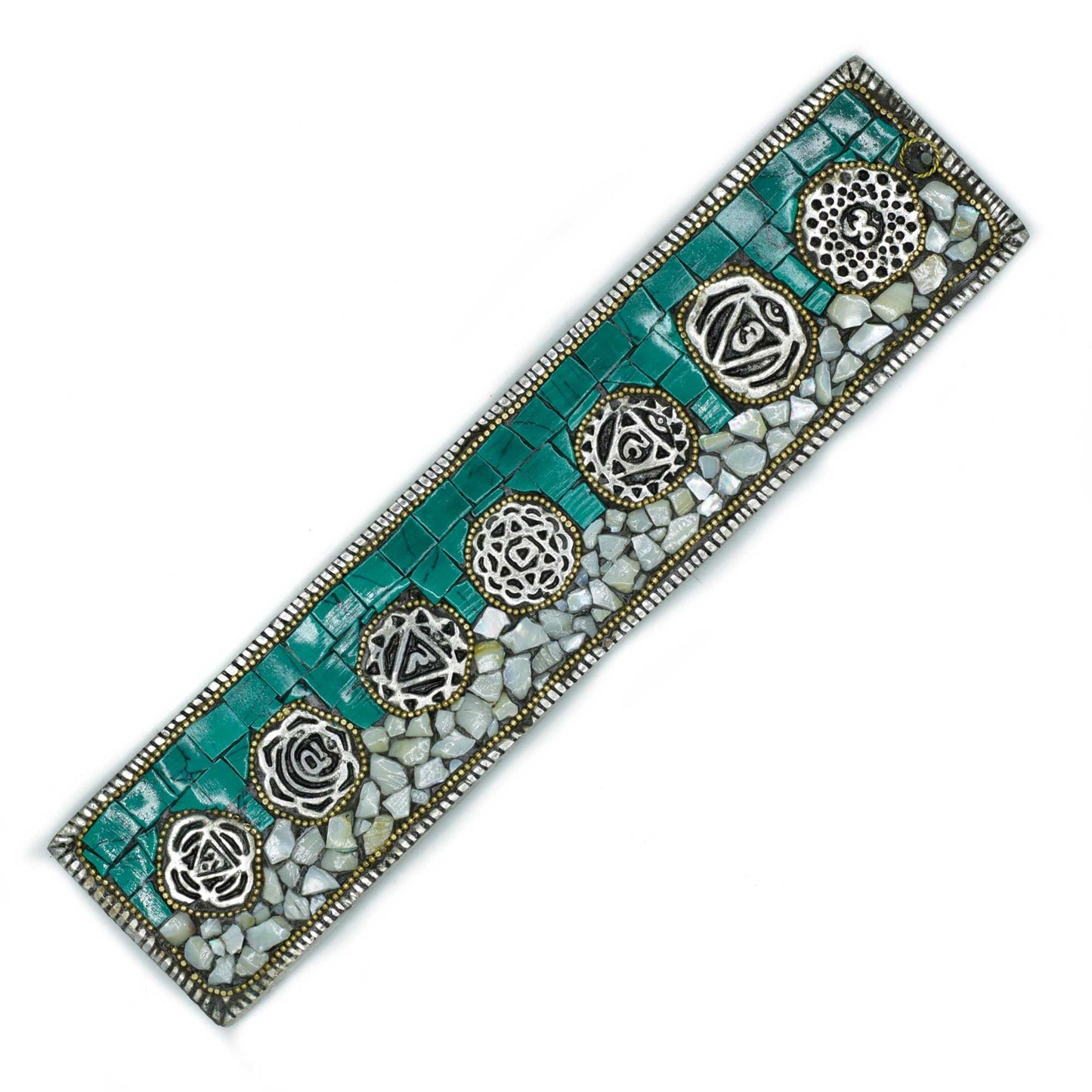 Polished Seven Chakra Tibetan Decor Incense Holder featuring natural patterning and unique variations - Luna Panther