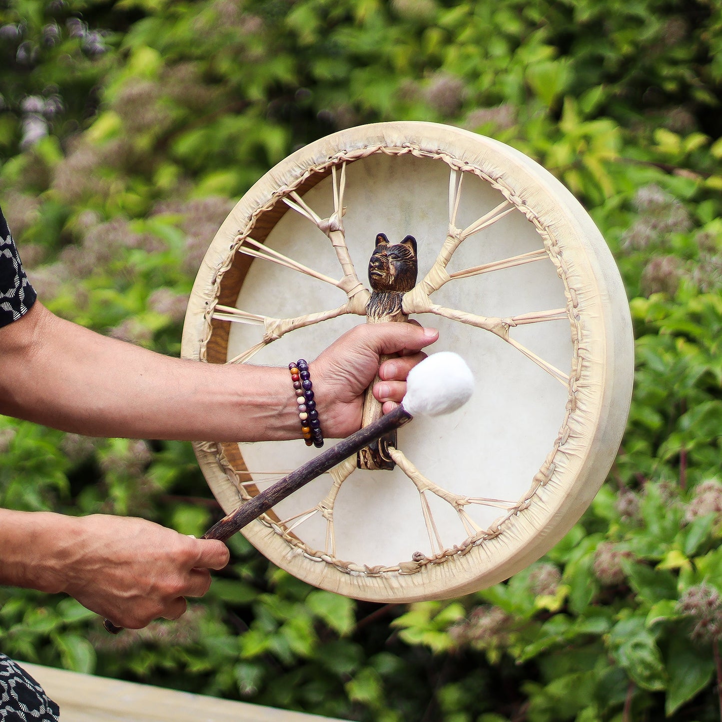 Spirit of the Bear Shaman Drum & Stick - Tunable 40cm detail view 7 at Luna Panther