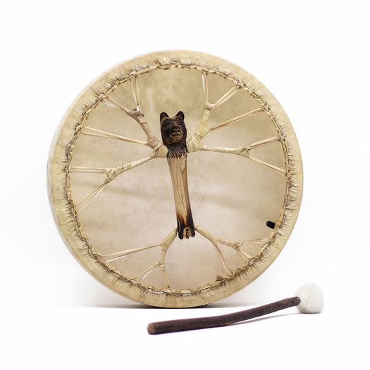 Spirit of the Bear Shaman Drum & Stick - Tunable 40cm at Luna Panther