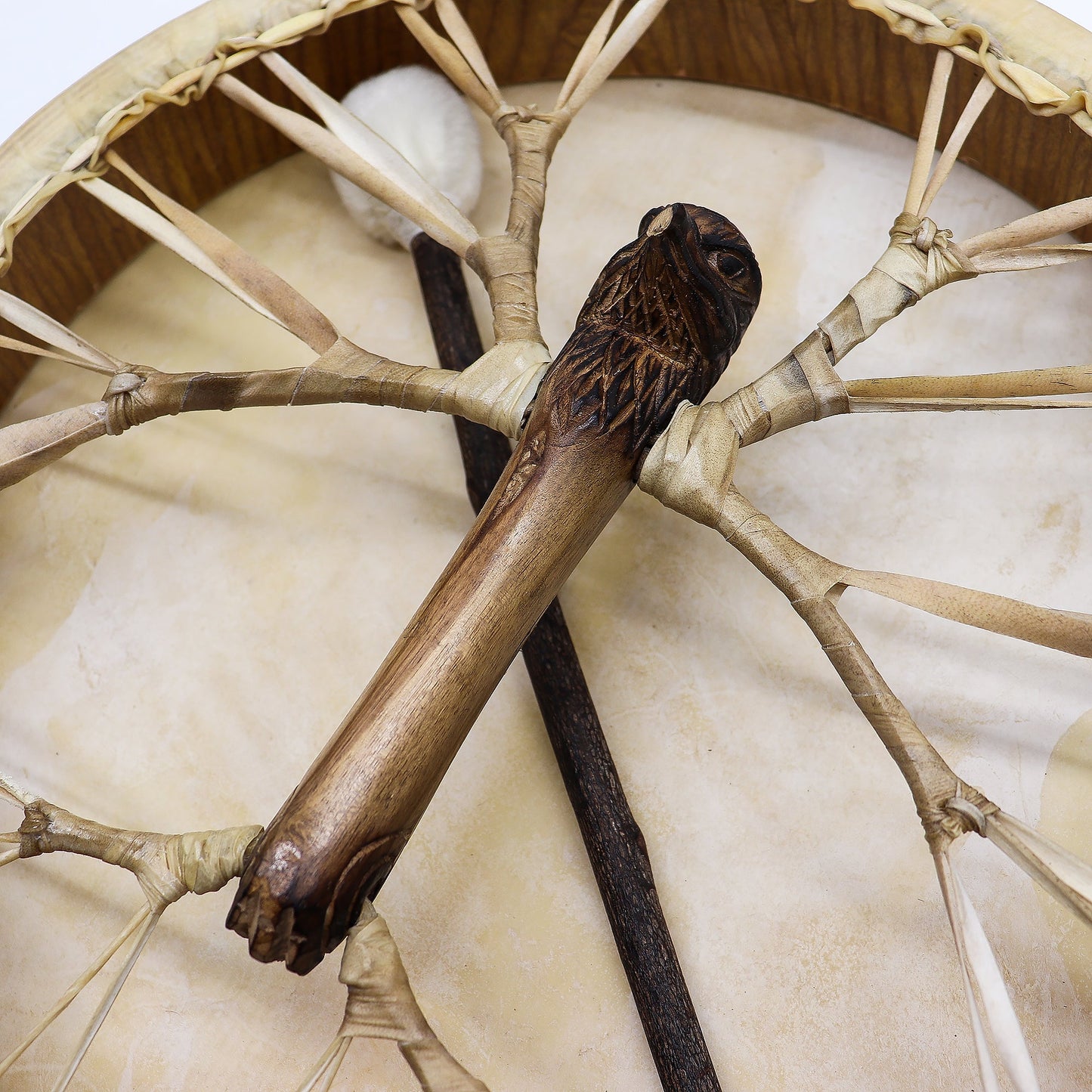 Spirit of the Eagle Shaman Drum & Stick - Tunable 40cm detail view 2 at Luna Panther