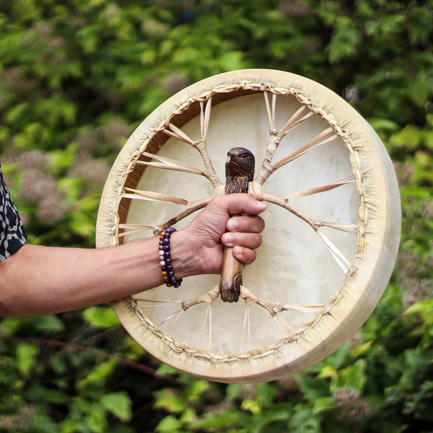 Spirit of the Eagle Shaman Drum & Stick - Tunable 40cm detail view 5 at Luna Panther
