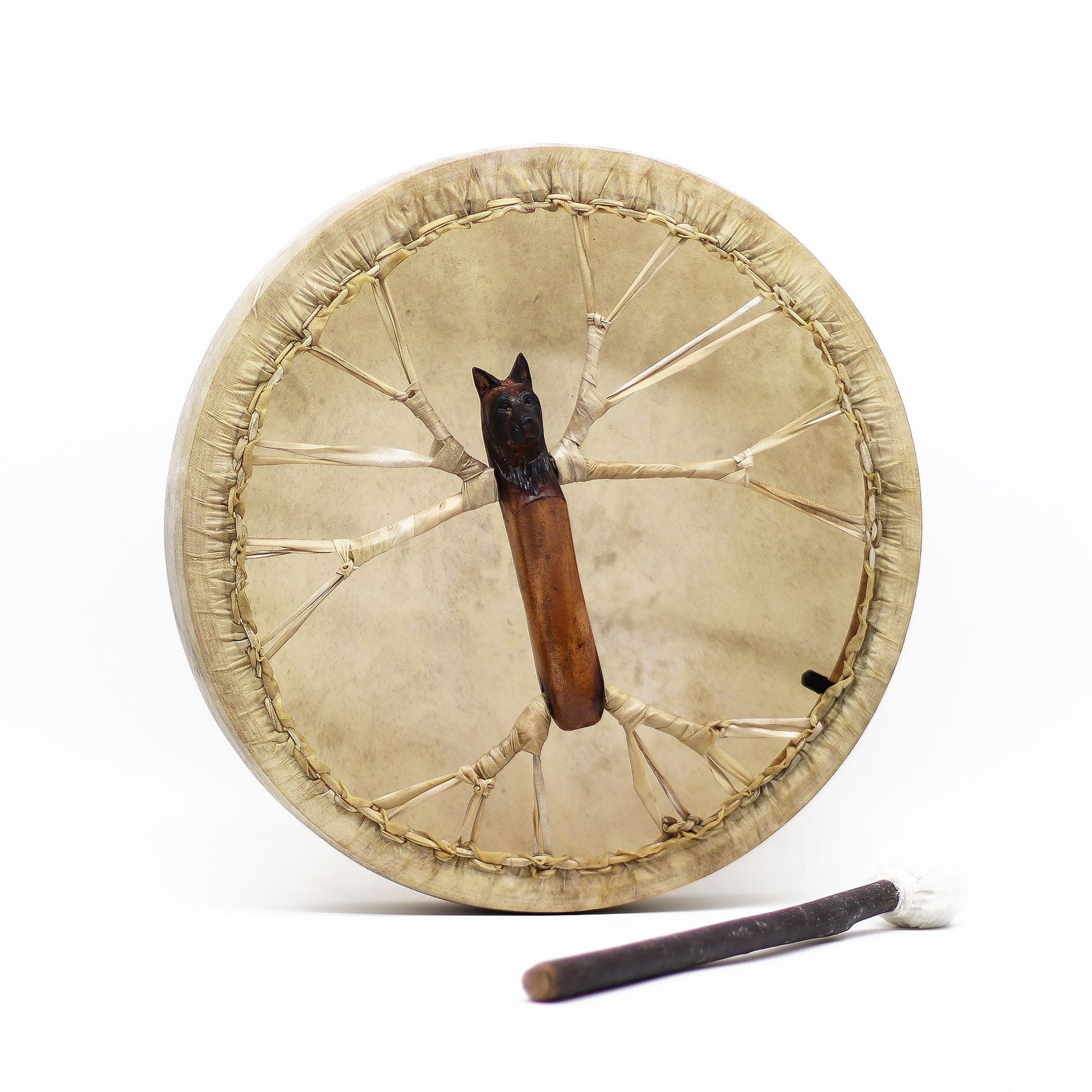 Spirit of the Wolf Shaman Drum & Stick - Tunable 40cm at Luna Panther