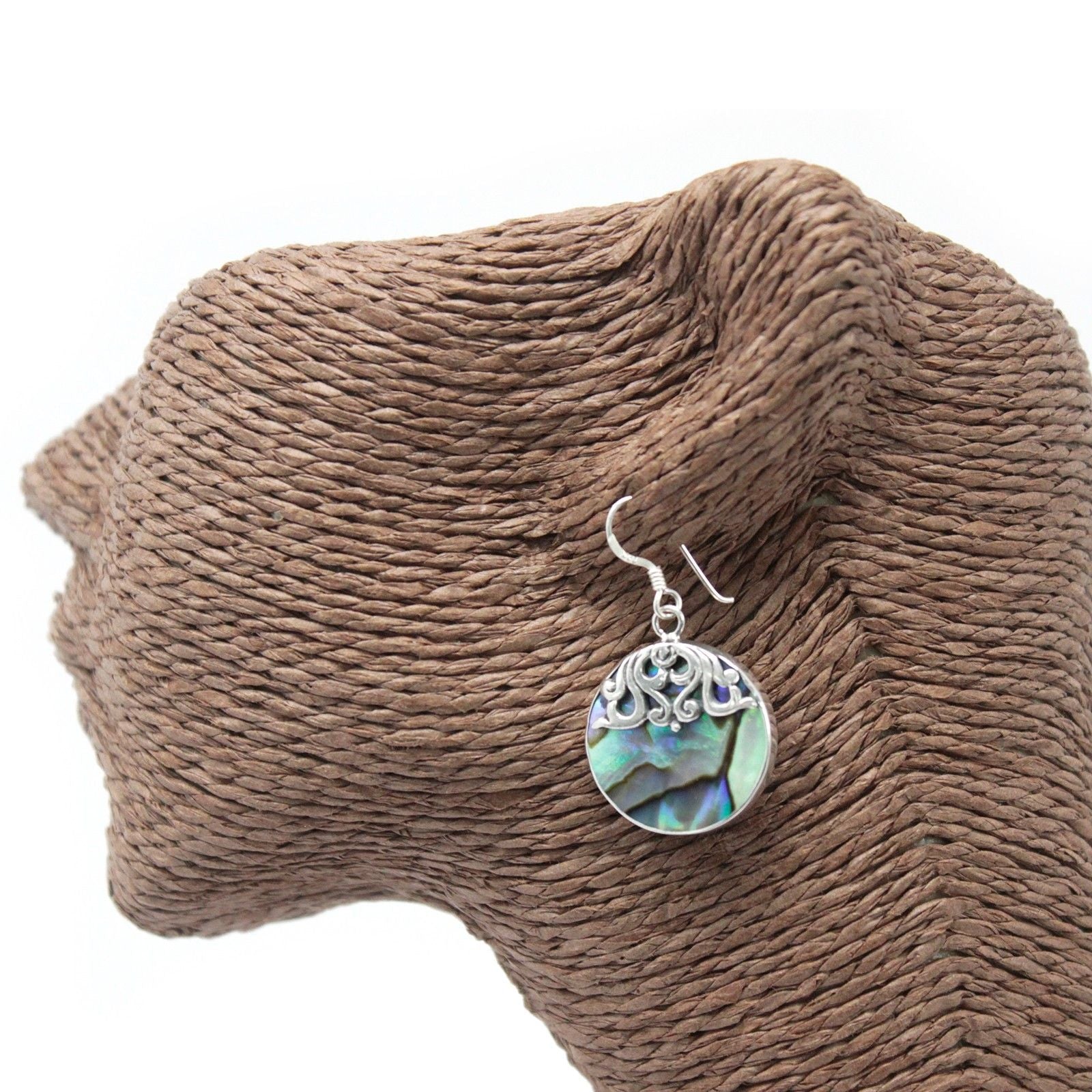 Shell & Silver Earrings - Classic Disc - Abalone - Luna Panther