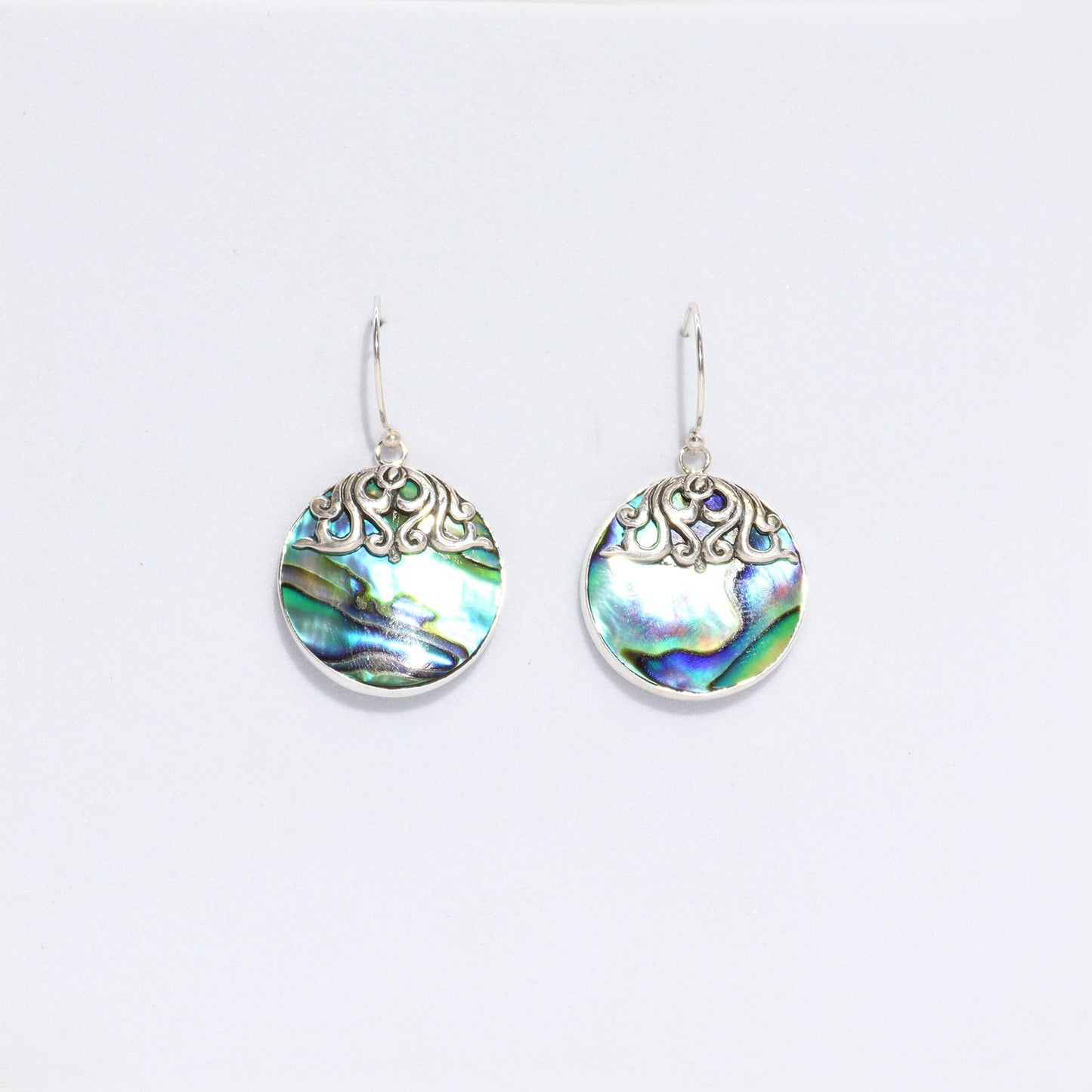 Shell & Silver Earrings - Classic Disc - Abalone - Luna Panther