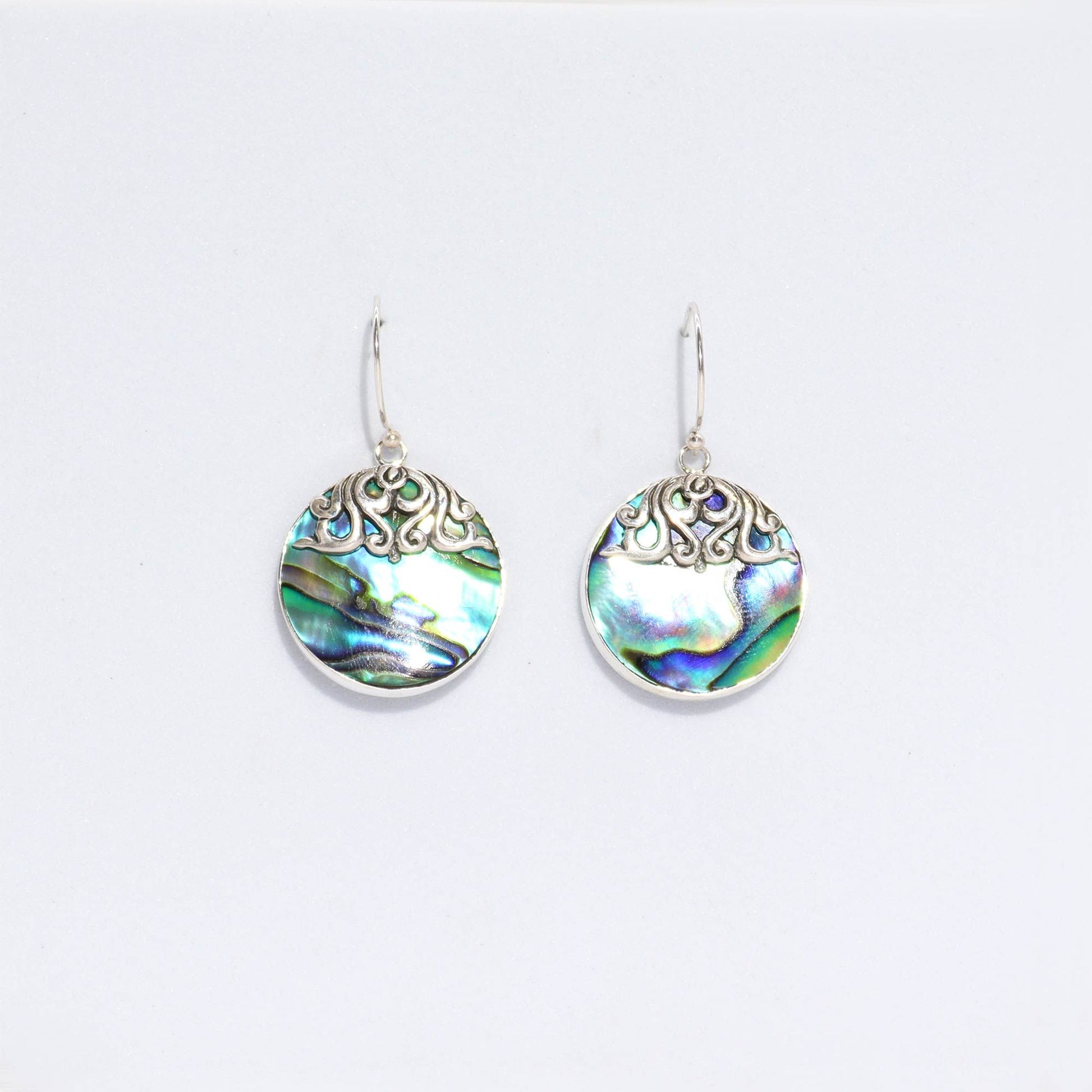 Shell & Silver Earrings - Classic Disc - Abalone - Luna Panther