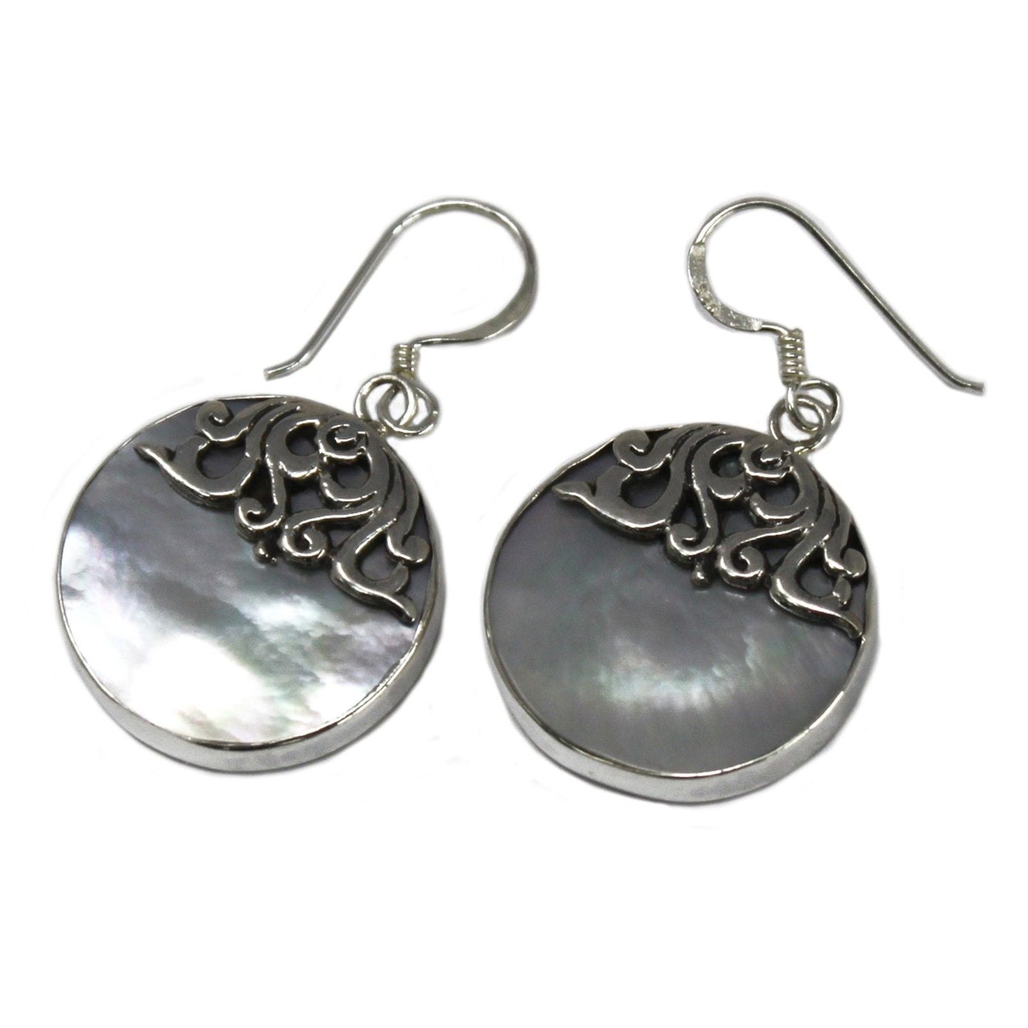 Shell & Silver Earrings - Classic Disc - MOP - Luna Panther