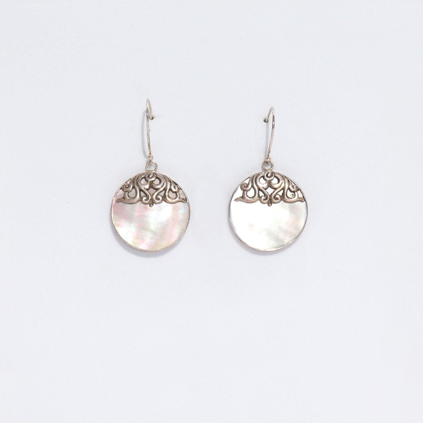 Shell & Silver Earrings - Classic Disc - MOP - Luna Panther