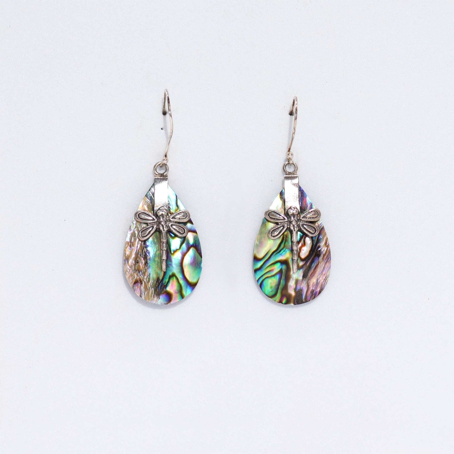 Shell & Silver Earrings - Dragonflies - Abalone - Luna Panther