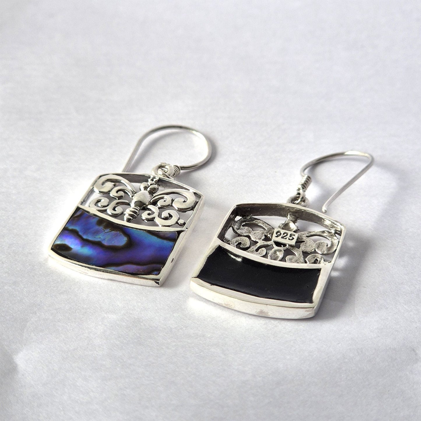 Shell & Silver Earrings - Dragonfly - Abalone - Luna Panther