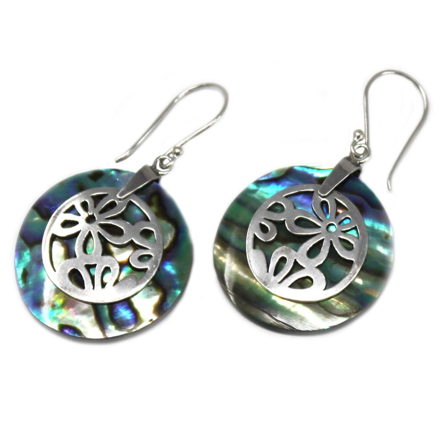 Shell & Silver Earrings - Flowers - Abalone - Luna Panther