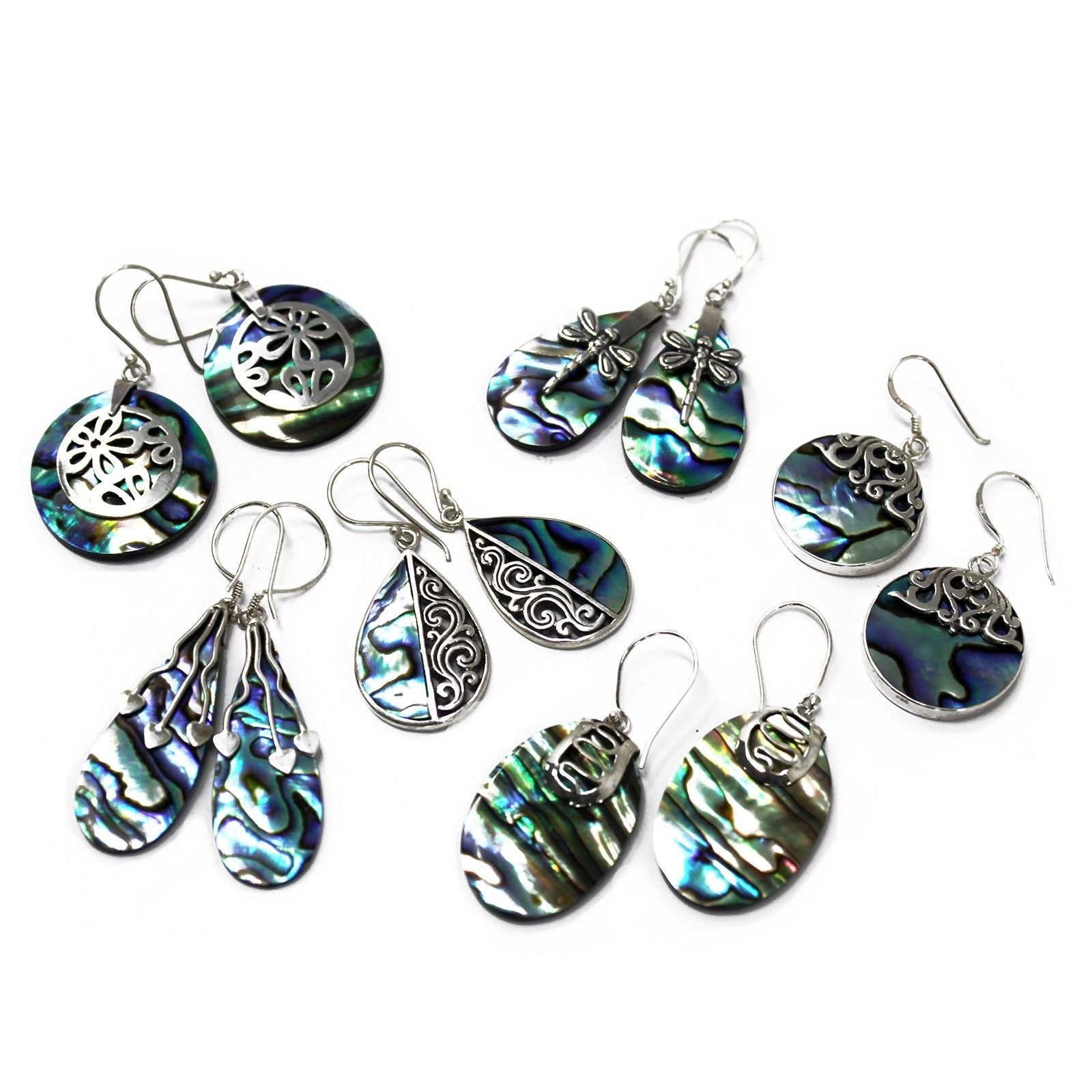 Shell & Silver Earrings - Flowers - Abalone - Luna Panther
