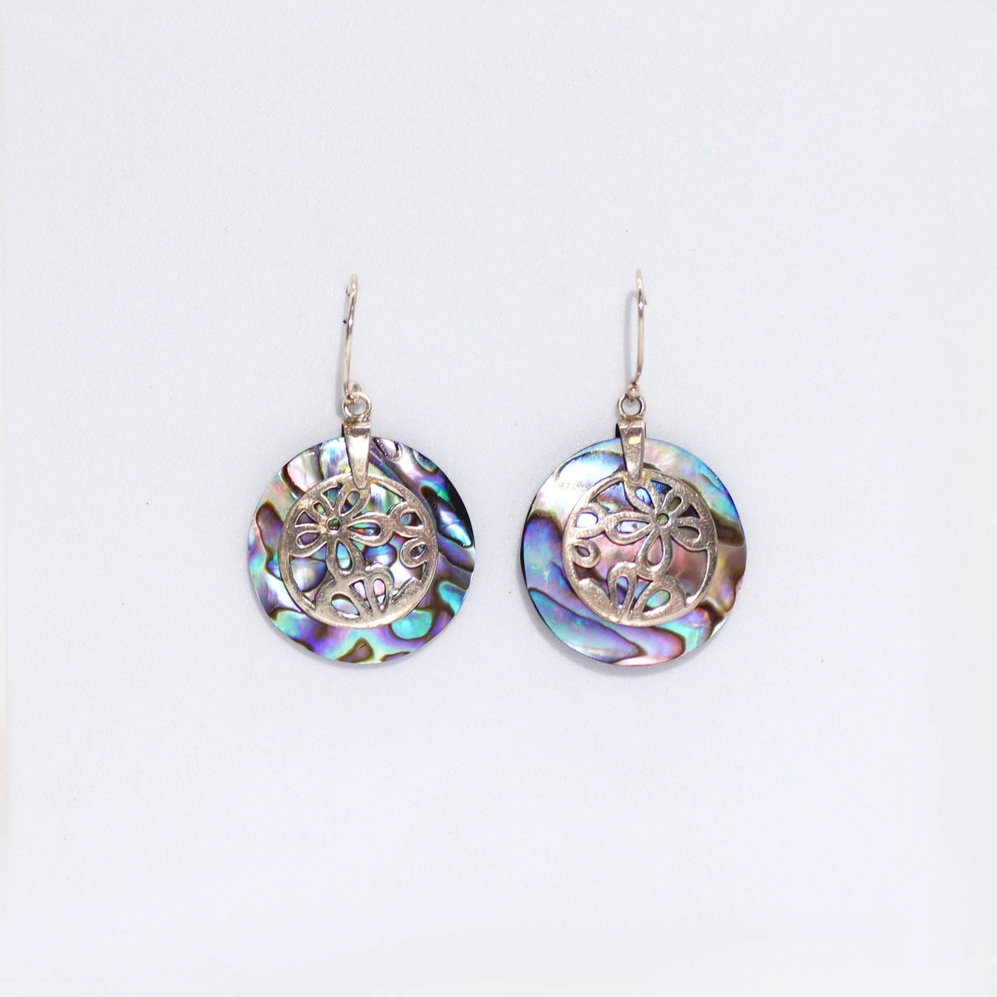 Shell & Silver Earrings - Flowers - Abalone - Luna Panther
