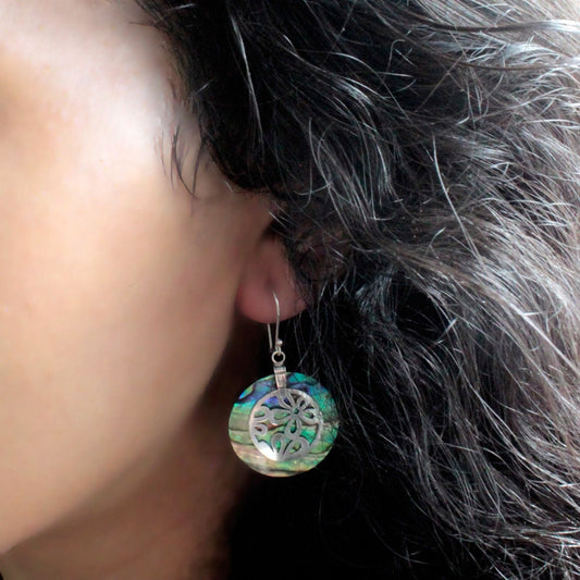 Shell & Silver Earrings - Sea Turtle - MOP - Luna Panther
