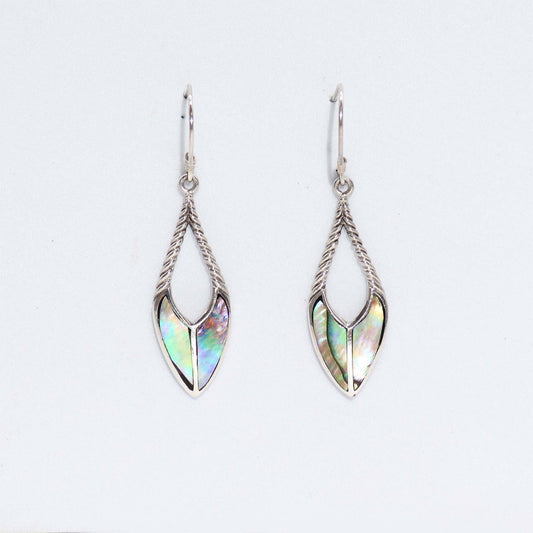 Shell & Silver Earrings - Spear Drops - Abalone - Luna Panther alternate view