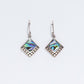 Shell & Silver Earrings - Square Dots - Abalone - Luna Panther