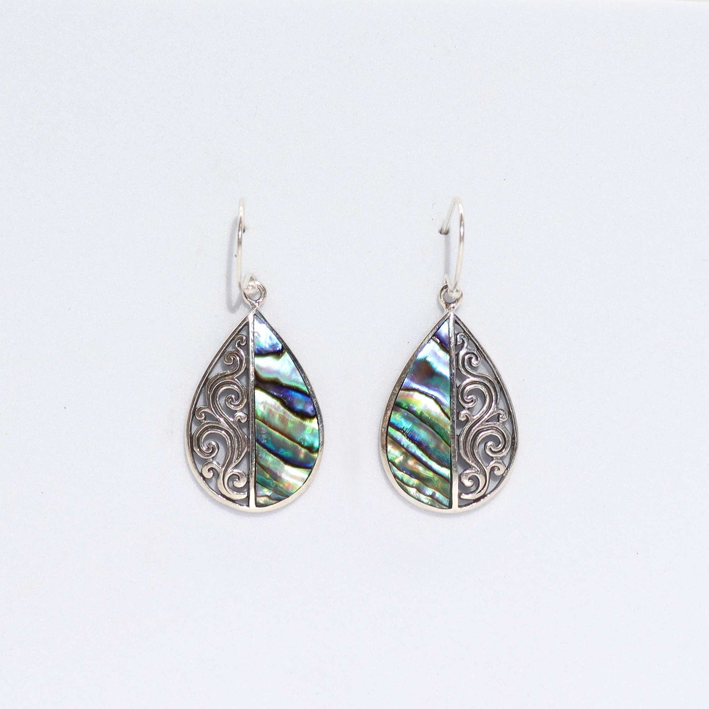 Shell & Silver Earrings - Teardrop - Abalone - Luna Panther