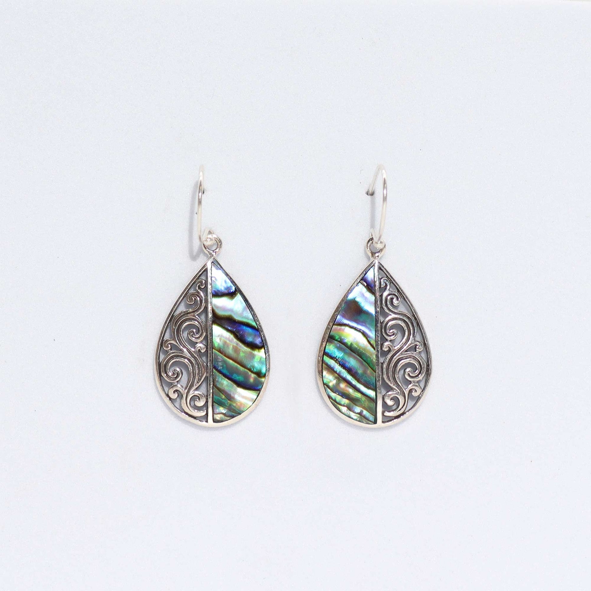 Shell & Silver Earrings - Teardrop - Abalone - Luna Panther
