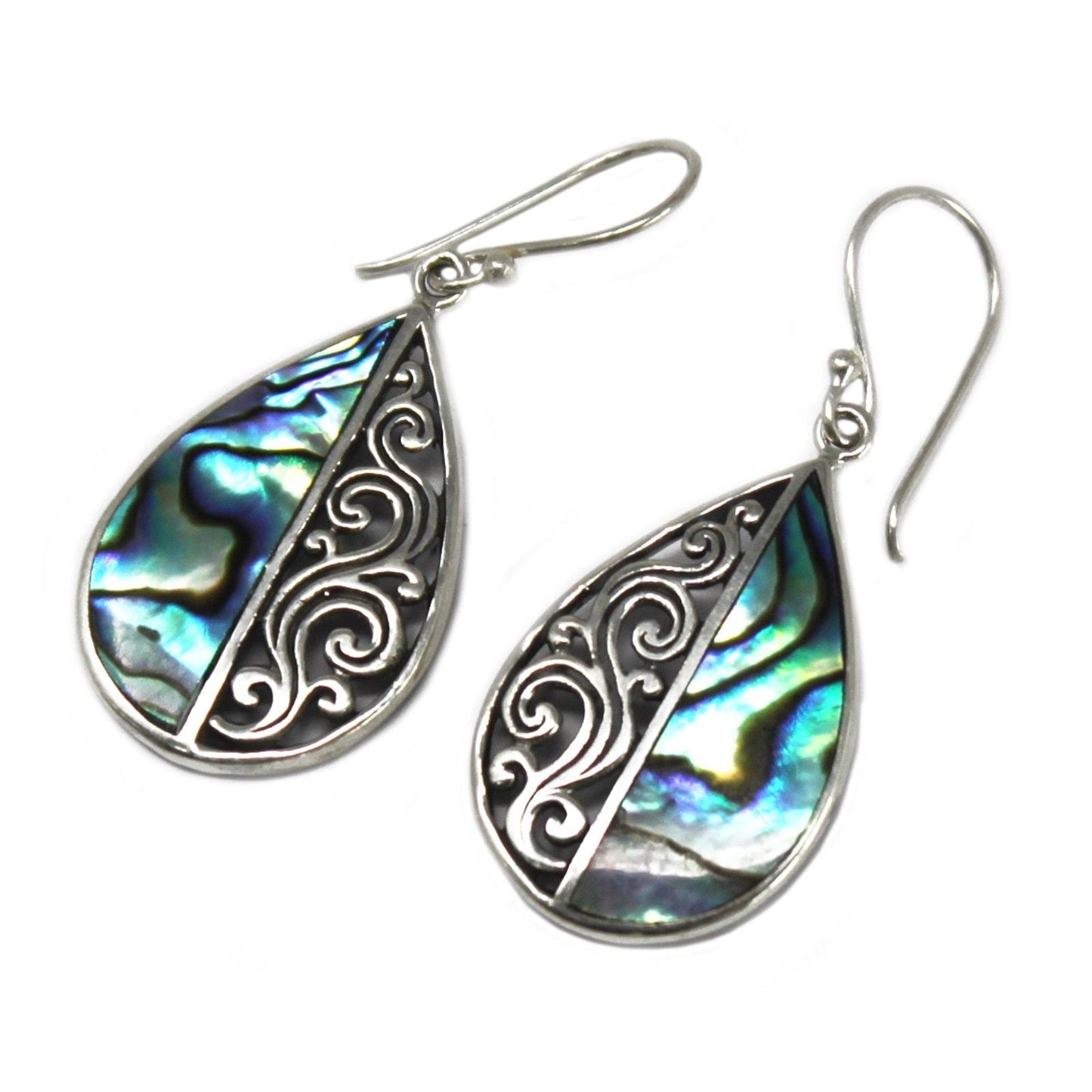 Shell & Silver Earrings - Teardrop - Abalone - Luna Panther
