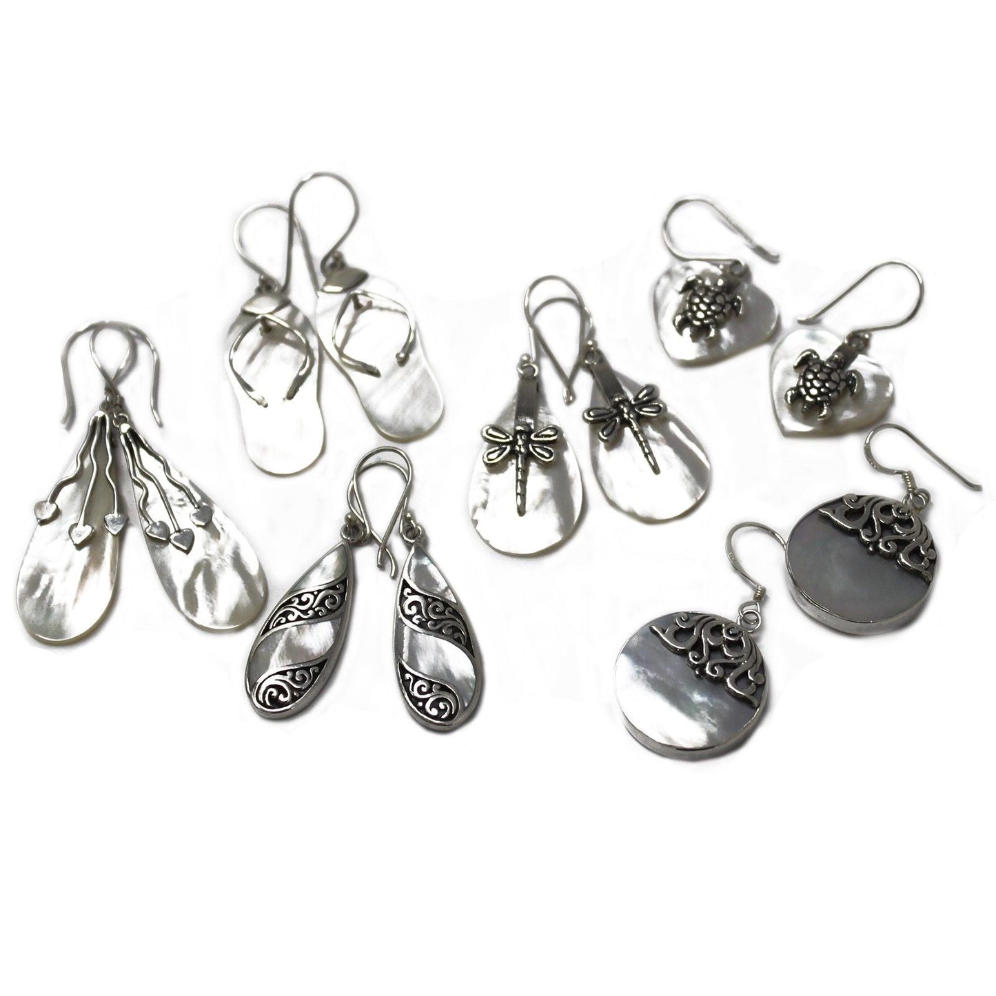 Shell & Silver Earrings - Teardrop - MOP - Luna Panther
