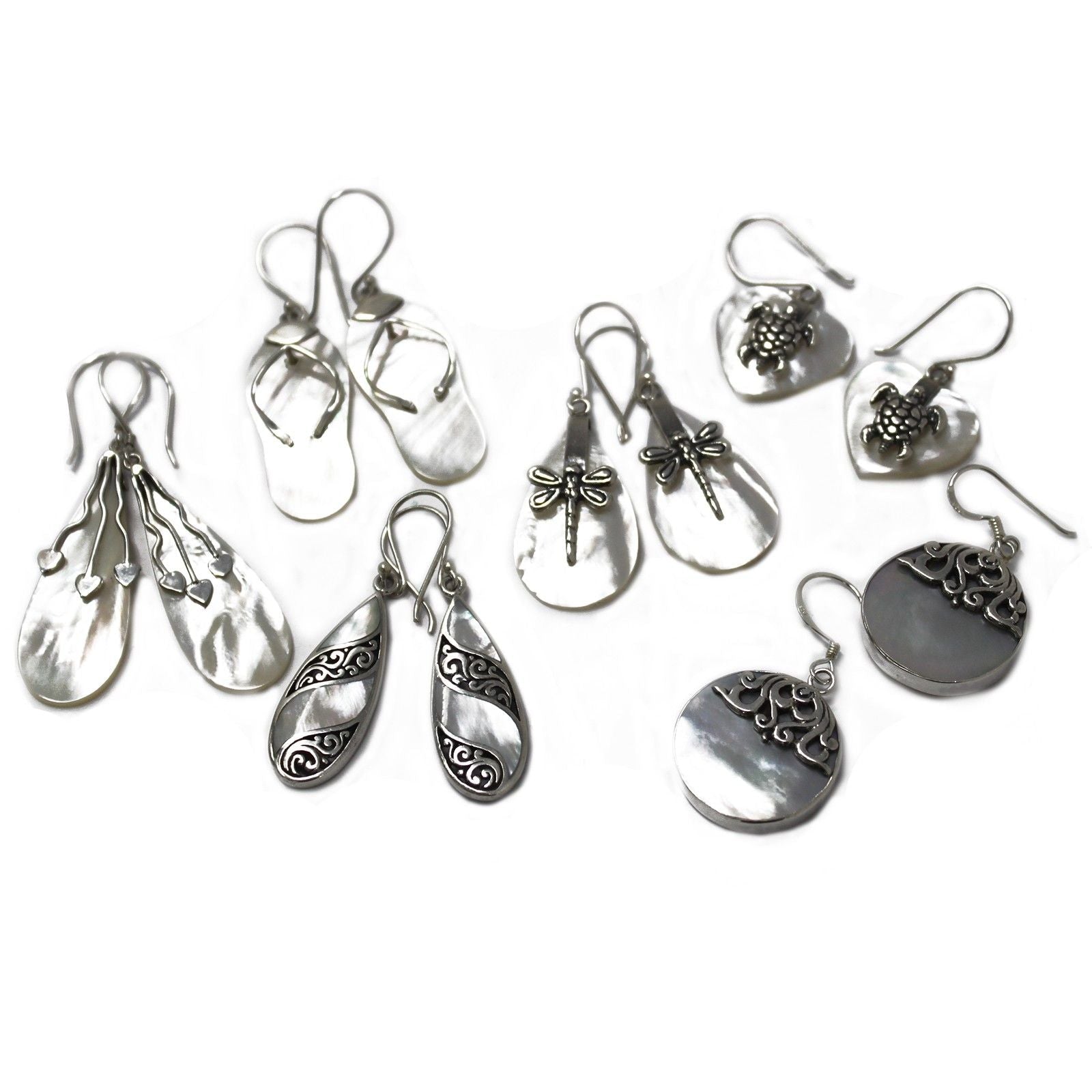 Shell & Silver Earrings - Teardrop - MOP - Luna Panther