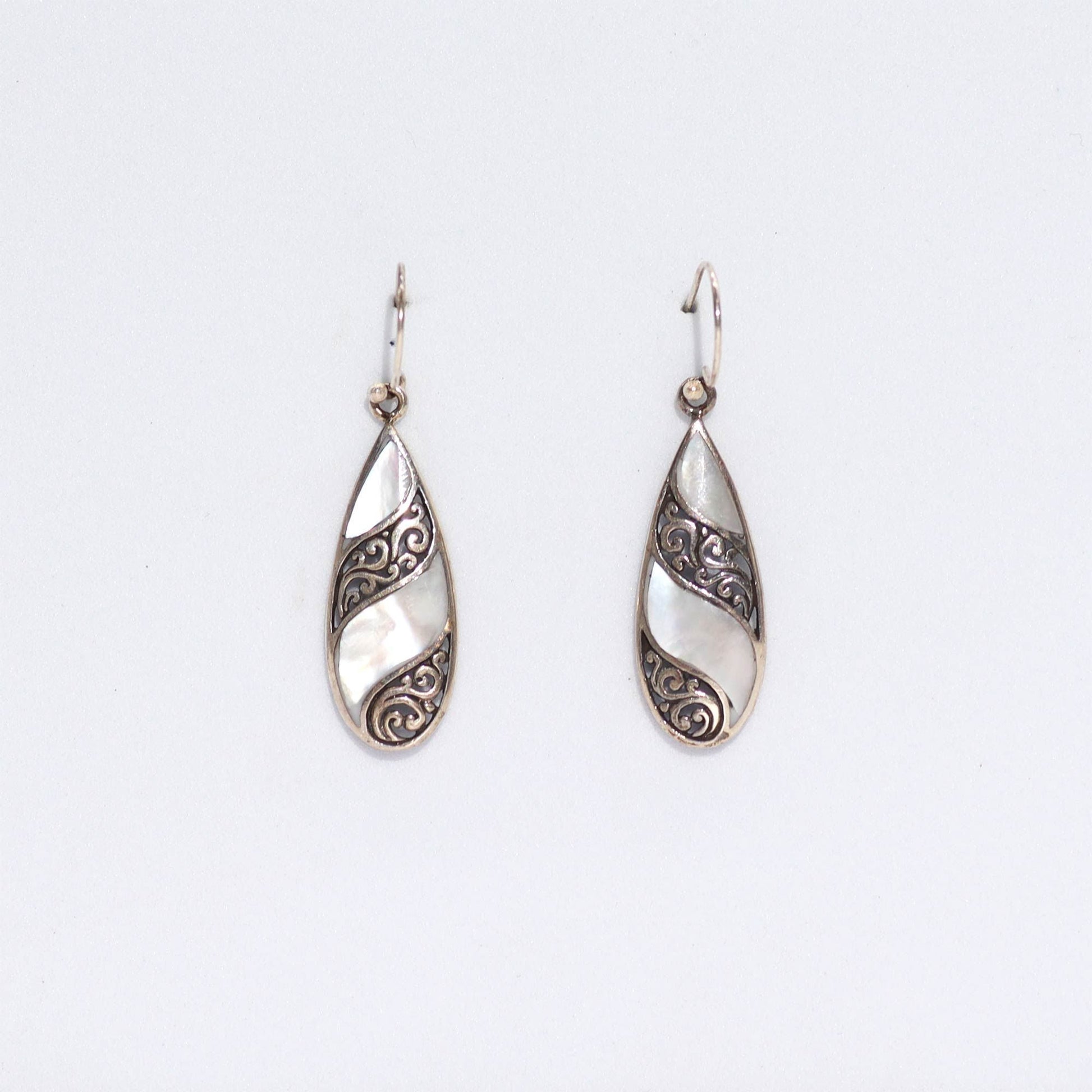 Shell & Silver Earrings - Teardrop - MOP - Luna Panther