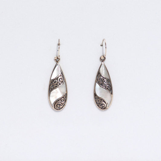 Shell & Silver Earrings - Teardrop - MOP - Luna Panther