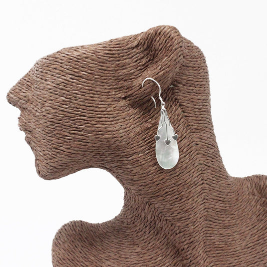 Shell & Silver Earrings - Three Hearts - MOP - Luna Panther alternate view