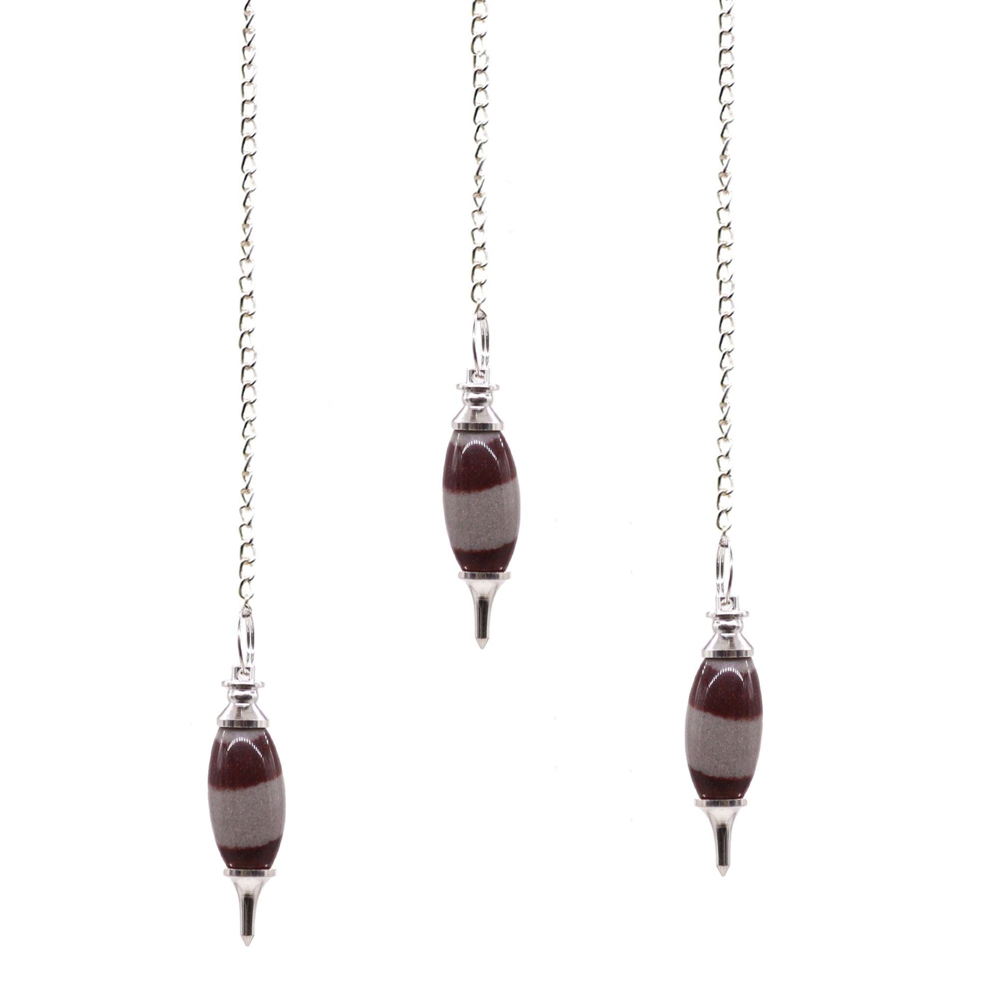 Polished Shiva Lingam with Point Pendulum featuring natural patterning and unique variations - Luna Panther