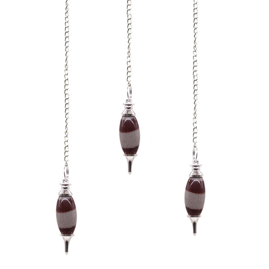 Polished Shiva Lingam with Point Pendulum featuring natural patterning and unique variations - Luna Panther