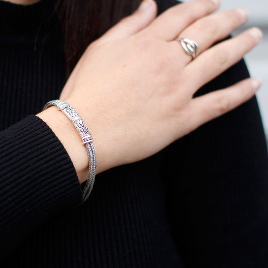 Polished Silver & Gold Bracelet - Unisex Twin Chain featuring natural patterning and unique variations - Luna Panther